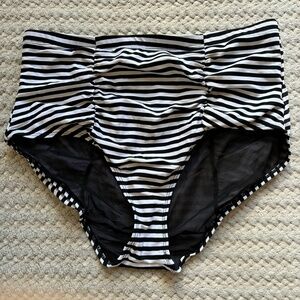 Torrid Bikini Bottom Black White Horizontal Stripes Mesh Women's Plus Size 1 1X